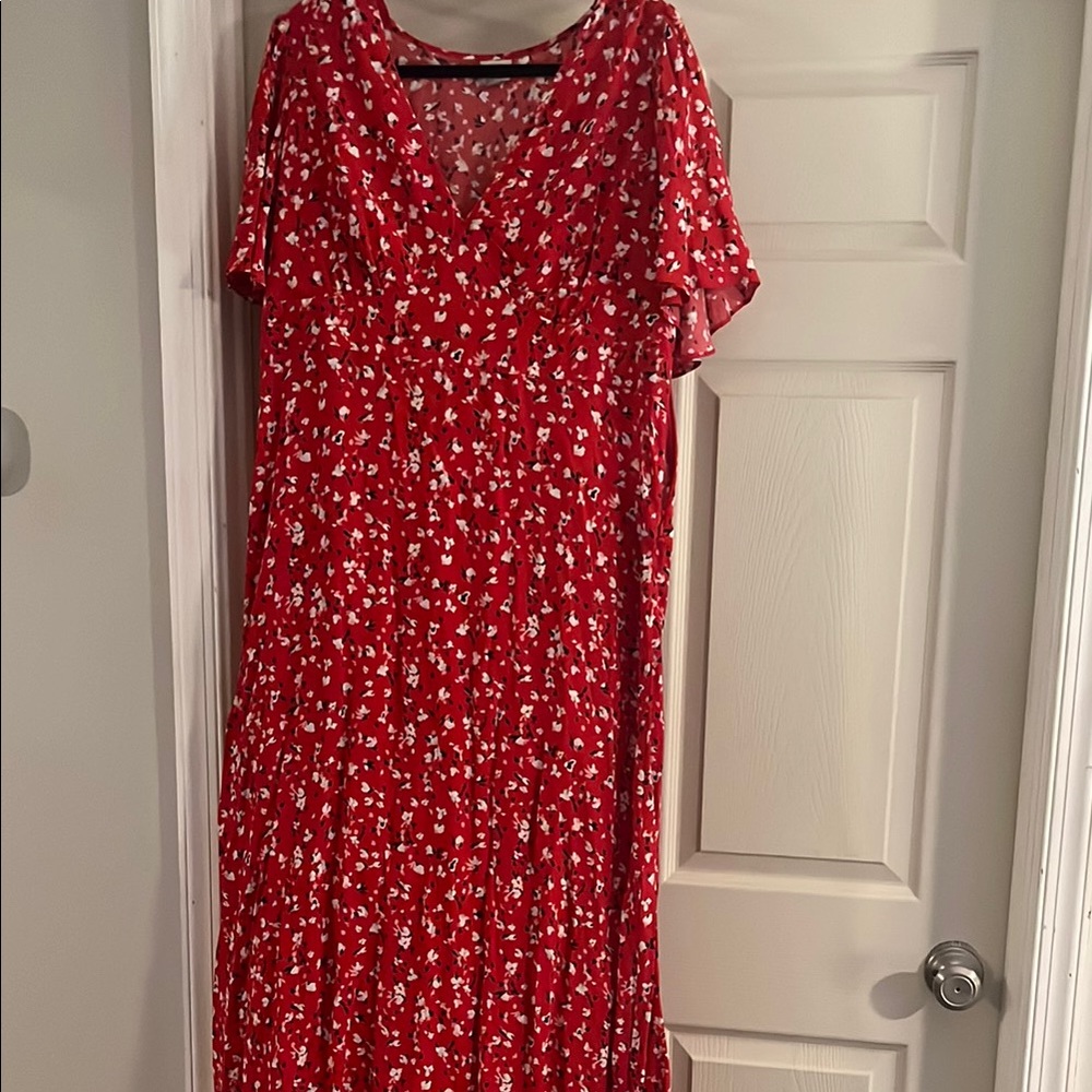 A New Day Red Flutter Sleeve Maxi Sundress